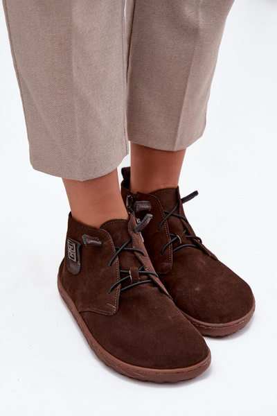 Suede Women's Barefoot Loafers with Decorative Detail Zazoo 30072 Chocolate