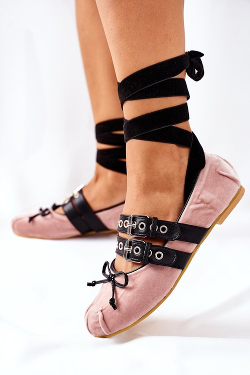 Lace-up Velor Ballerinas Lu Boo Beige