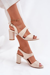 Ladies Sandals On Heel Beige Sergio Leone SK866