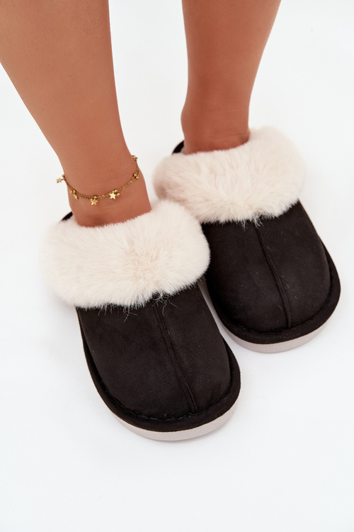 Women's slippers with fur Black Zanelia