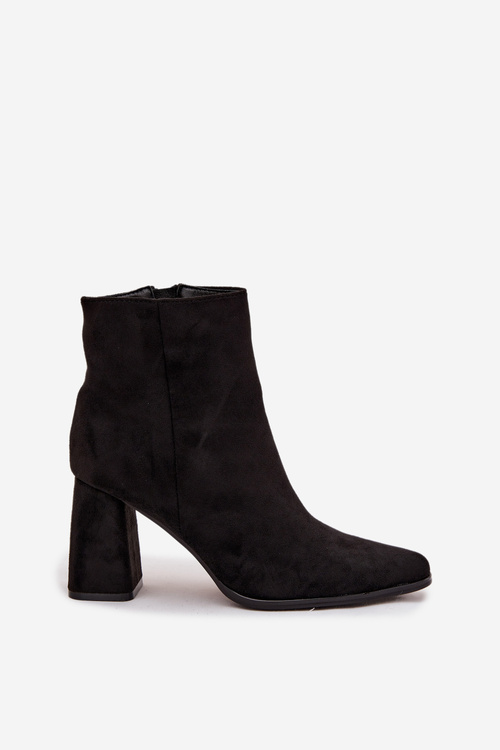 Women's Block Heel Boots Made of Eco Suede Black Inessa