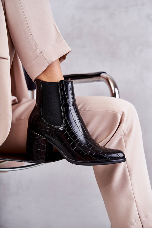 Snake Leather Booties La.Fi 260038B-XC Black