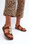 Women's Flat Sandals With Embellishments Sergio Leone SK072H Brown