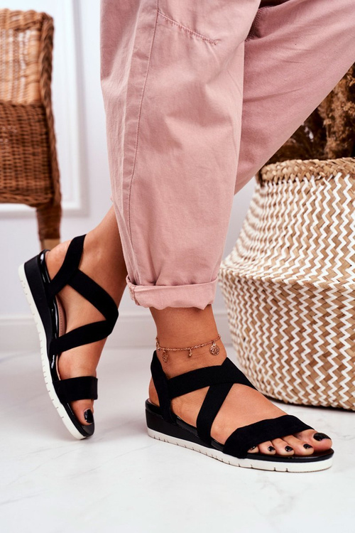 Women's Sandals On Wedge Slip On Black Harper