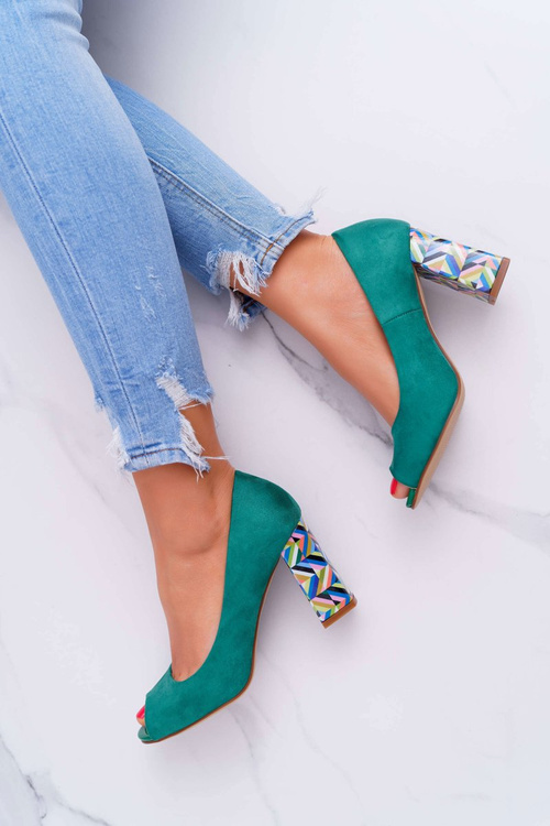 Women's Sergio Leone Uncovered Toe PB133 Green Fans Pump pumps