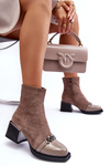 Suede Boots on a Massive Heel SBarski MR870-70 Beige
