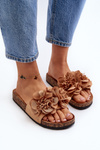 Women's Slippers with Flowers Brown Lulania