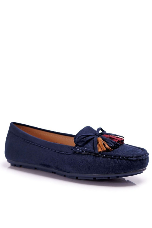 Women's Suede Moccasins Navy Blue S.Barski A199 Mohabe