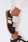 Damskie Niskie Sneakersy Z Wywiniętym Językiem Czarne Ardira