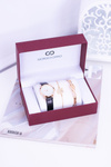 Giorgio Dario Set Ladies Black Watch With Glitter Two Gold Bracelets