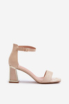 Beige Suede Sandals with Block Heel Pholia