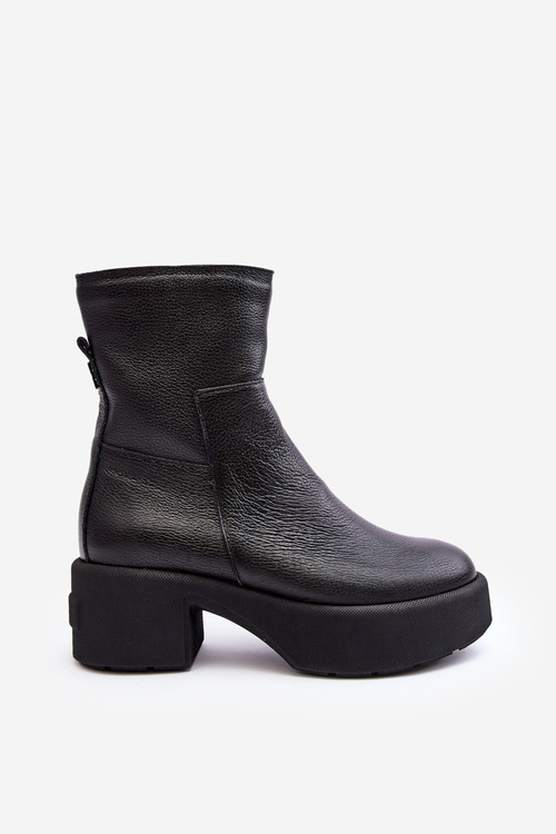 Leather Low Heel Boots Black Lemar Volavola