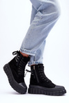 Women's Suede Boots On Platform Black Raftera