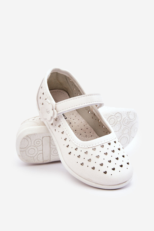 Children's Openwork Ballerinas White Lenna