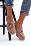 Women's Loafers with Beige Ornament Ellise
