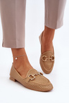 Mokasyny Płaski Obcas Ozdoba Damskie Camel Iluvana FF-33