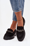 Damskie Eko Zamszowe Mokasyny Z Kryształkami Czarne Lavisse
