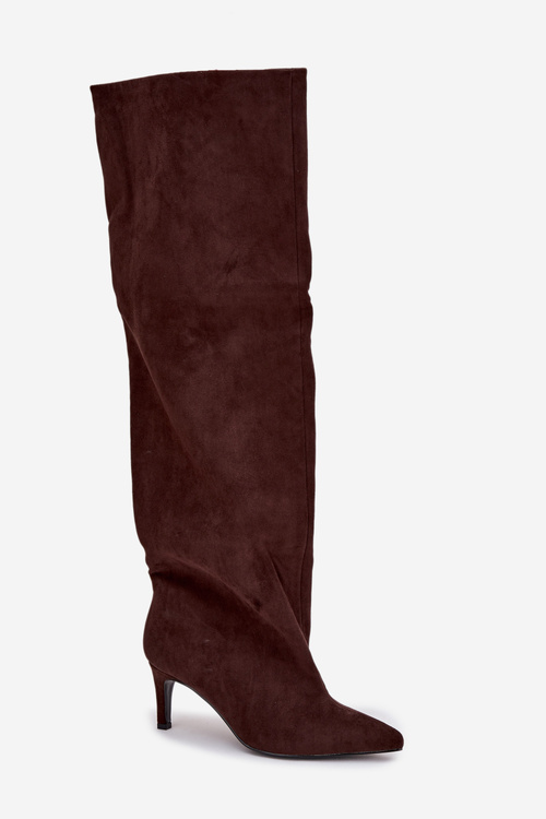 Women's High Heel Ankle Boots Slip-On Chocolate Mavilla