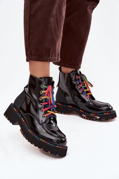 Leather Patent Women's Ankle Boots Artiker 57C0064 Black