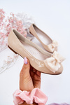 Dětské lakované balerínky s mašlí Beige Zolly