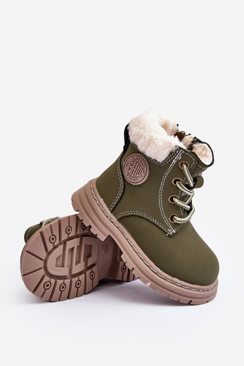 Children's Trapper Boots with a Zip and Sheepskin Zilelone Marialee