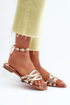 Women's Eco Leather Flat Heel Sandals Gold Moldela