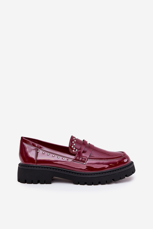 Ladies Patent Moccasins With Decoration Bordeaux Nallae
