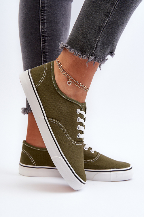 Women's Classic Dark Green Canvas Sneakers Olvali