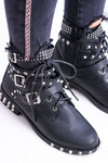 Lu Boo Damskie Botki Verona Z Ćwiekami Kolce Klamry Rock