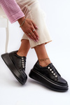 Women's Leather Sneakers on Chunky Platform Black S.Barski LR628