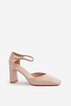 Heels made of patent eco leather beige Emindria