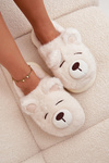 Furry slippers with bear motif white Galine