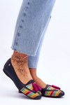Leather Ballerinas With Fringes Maciejka 04016-17 Navy