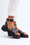 Women's Black Eco Leather Sandals with Straps Eladira