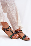 Flat Women's Sandals With Woven Strap And Decoration Black Artiker 56C1318