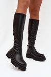 Women s platform boots made of eco leather black Marivelle