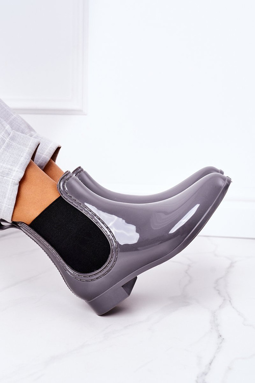 Shiny Rubber Boots Galoshes Grey Umbrella