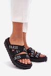 Women's sandals with fabric straps Paris on platform black Celinea