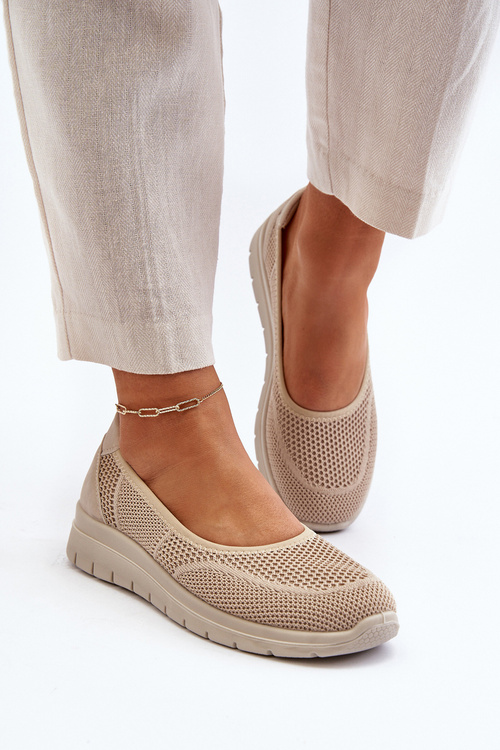 Beige Platform Ballet Flats and Wedges Aviaba