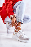 Leather sports shoes on a wedge White and grey Rayana