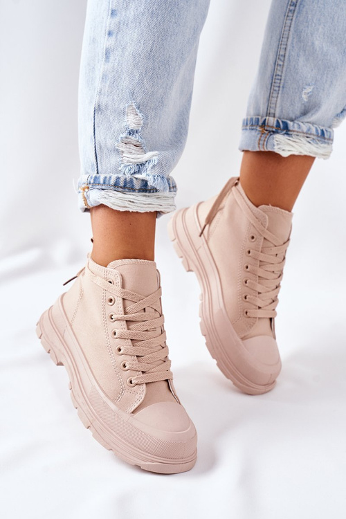 High Sneakers On A Chunky Sole Beige Trissy