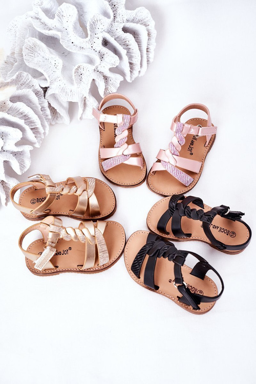Children's Sandals With Glitter Black Batilda