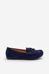 Women's Navy Classic Suede Moccasins Ontala