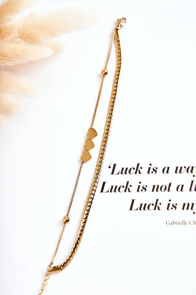 Women's Double Bracelet Three Hearts Gold