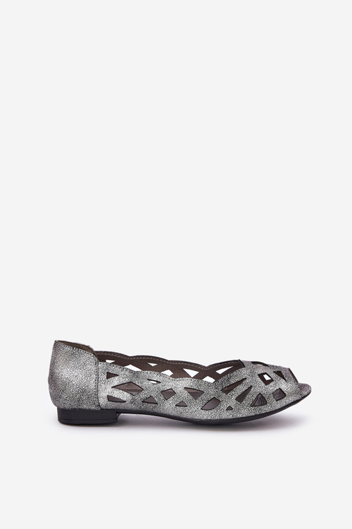 Perforated Ballerinas With Open Toes Silver Calgis