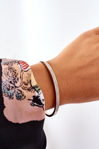 Steel Bracelet With Cubic Zirconia Rose Gold