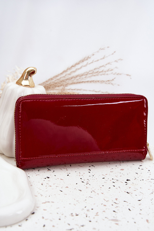 Lacquered Women's Wallet Made of Eco Leather Red Phelina