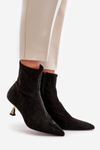 Women's Stiletto Boots Eco Suede With Pointed Toes Black Irithare