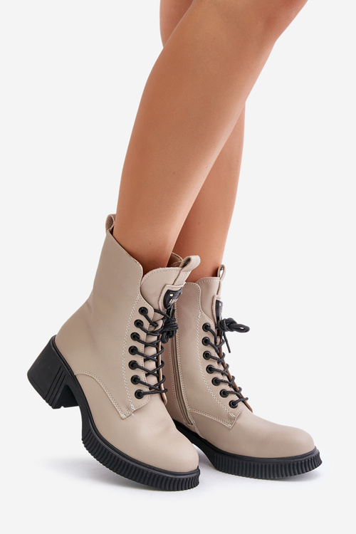 Warm Women Boots Made Of Natural Leather Beige Vinceza 66671