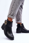 Leather Ankle Boots With Decoration Black Galos 